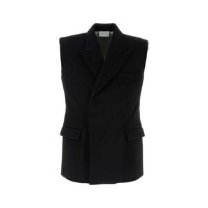 Vtmnts Men Black Wool Sleeveless Blazer